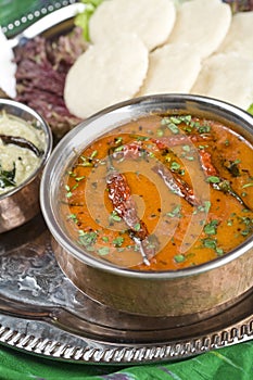 Sambar, lentil dish. Indian food.