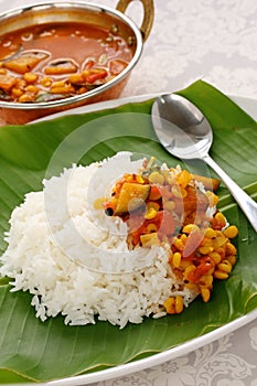 Sambar and rice, south indian cuisine