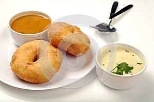 Sambar vada a South Indian popular food, Top view