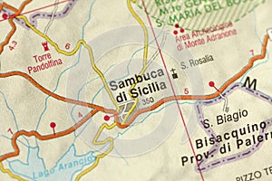 Sambuca di Sicilia. Map. The islands of Sicily, Italy