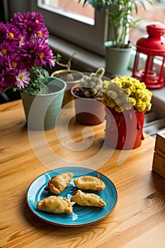 Sambusek served on a plate