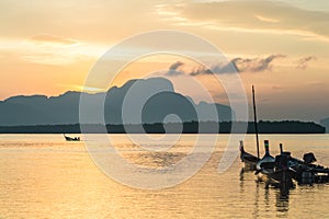 Samchong-Tai fishing village on sunrise in Phang-Nga, Thailand.