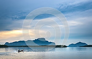 Samchong-Tai fishing village on sunrise in Phang-Nga, Thailand.