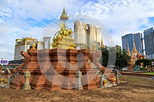 Samdech Choun Nath Statue City Park Skyline Phnom Penh Cambodia