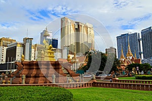 Samdech Choun Nath Statue City Park Skyline Phnom Penh Cambodia