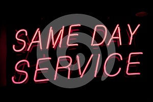 Same day service sign