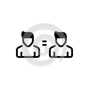 Black solid icon for Same, common and duplicate