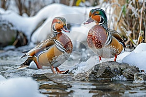 Always with the same lens, two mandarin ducks in different poses