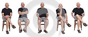 Same man sitting on a chair on white backgruond photo