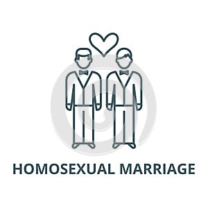 Same sex marriage vector line icon, linear concept, outline sign, symbol