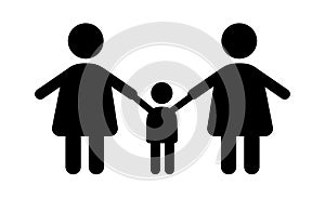 Same sex parents icon with kid vector illustration isolated