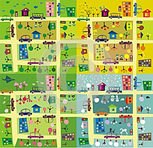 The same street during 4 seasons