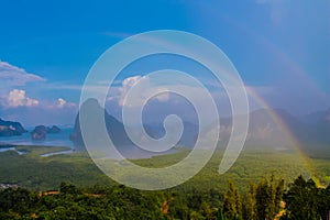 Samet Nang She beautiful sea and islands bay viewpoint with rainbow