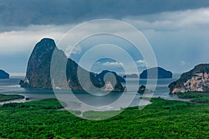 Samet Nangshe view point during rainy day in Thailand. Asia. Clouds photo