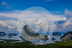 Samet Nangshe viewpoint at Phang Nga Bay in Thailand