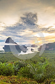 Samet Nangshe viewpoint at sunrise in Thailand