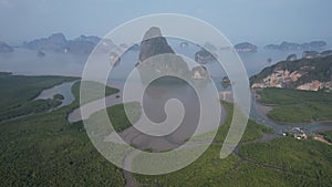 Samet Nangshe viewpoint, view of Koh Phra Wat Noi, in Phang Nga bay, Thailand