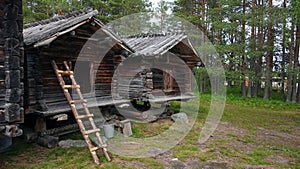 Sami cottages in village Lappstaden in Arvidsjaur, Sweden photo