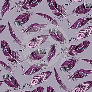 Samless pattern on purple background with colored purple and pin