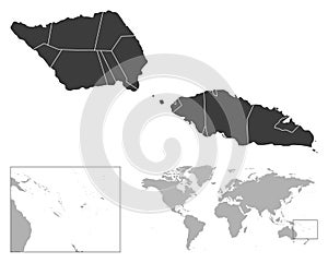 Samoa - detailed country outline and location on world map.