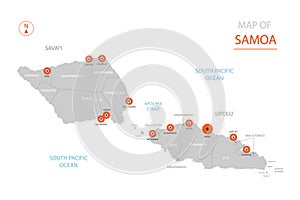 Samoa map with administrative divisions.
