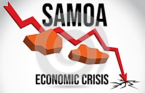 Samoa Map Financial Crisis Economic Collapse Market Crash Global Meltdown Vector