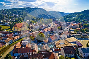 Samobor cityscape and surrounding hills aerial view