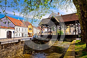 Samobor river and old wooden bridge