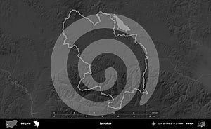 Samokov outlined, Bulgaria. Grayscale