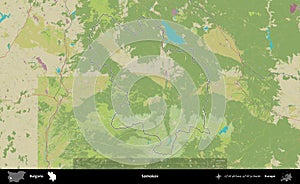 Samokov outlined, Bulgaria. Topographic Humanitarian