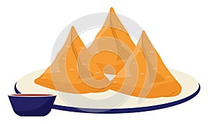 Samosas on plate, icon