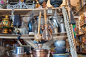 Samovars, tar and pans at Baku market