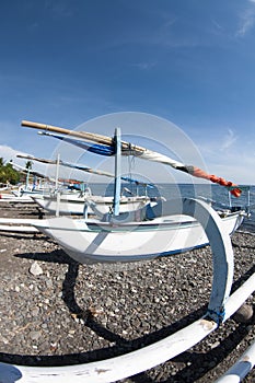 Sampan on a beach