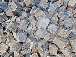 Sampietrini granite stones for roman pave street floor