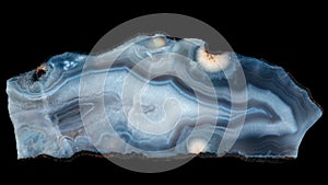 Sample of blue-white agate from a basalt quarry