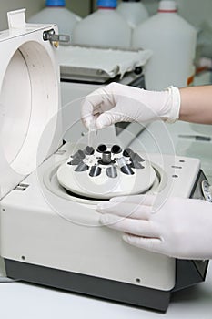 Sample in centrifuge photo