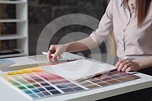 sample choice color project swatch interior designer palette design selection colour. Generative AI.