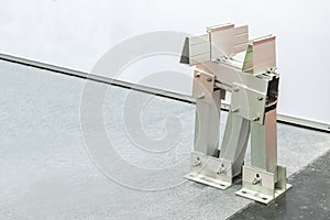 Sample device of aluminum structure support or stand mounting for solar cell panels in solar farm industrial or other application