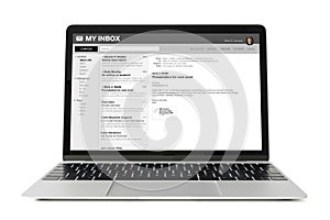 Sample email application interface on laptop computer. photo