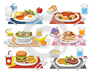 Sample food at each meal. Meals of people who should eat. photo