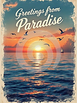 Greetings from Paradise - Holiday Postcard, AI-Generated