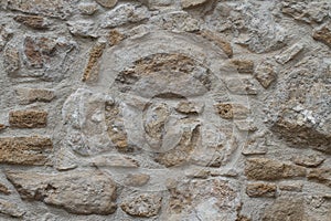 Sample of old stonework wall close-up. Horizontal