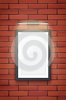 Mockup Picture frame with light on wall