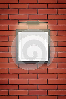 Mockup Picture frame with light on wall