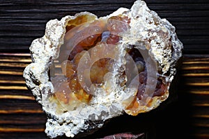 A sample of sinter chalcedony with large spherulites