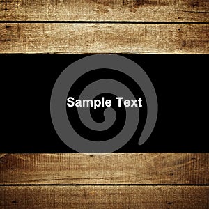 Sample text on wood plank background