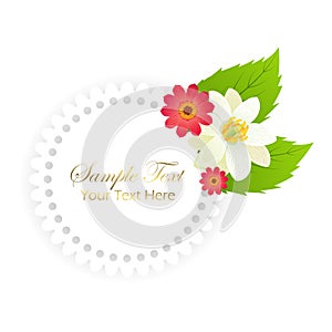 Happy Holiday Postcard with Flowers in Round Frame