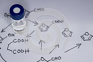 Sample vial on the paper