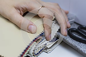 Samples of artificial leather for sewing