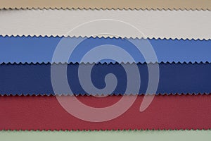 Samples of artificial leather for sewing